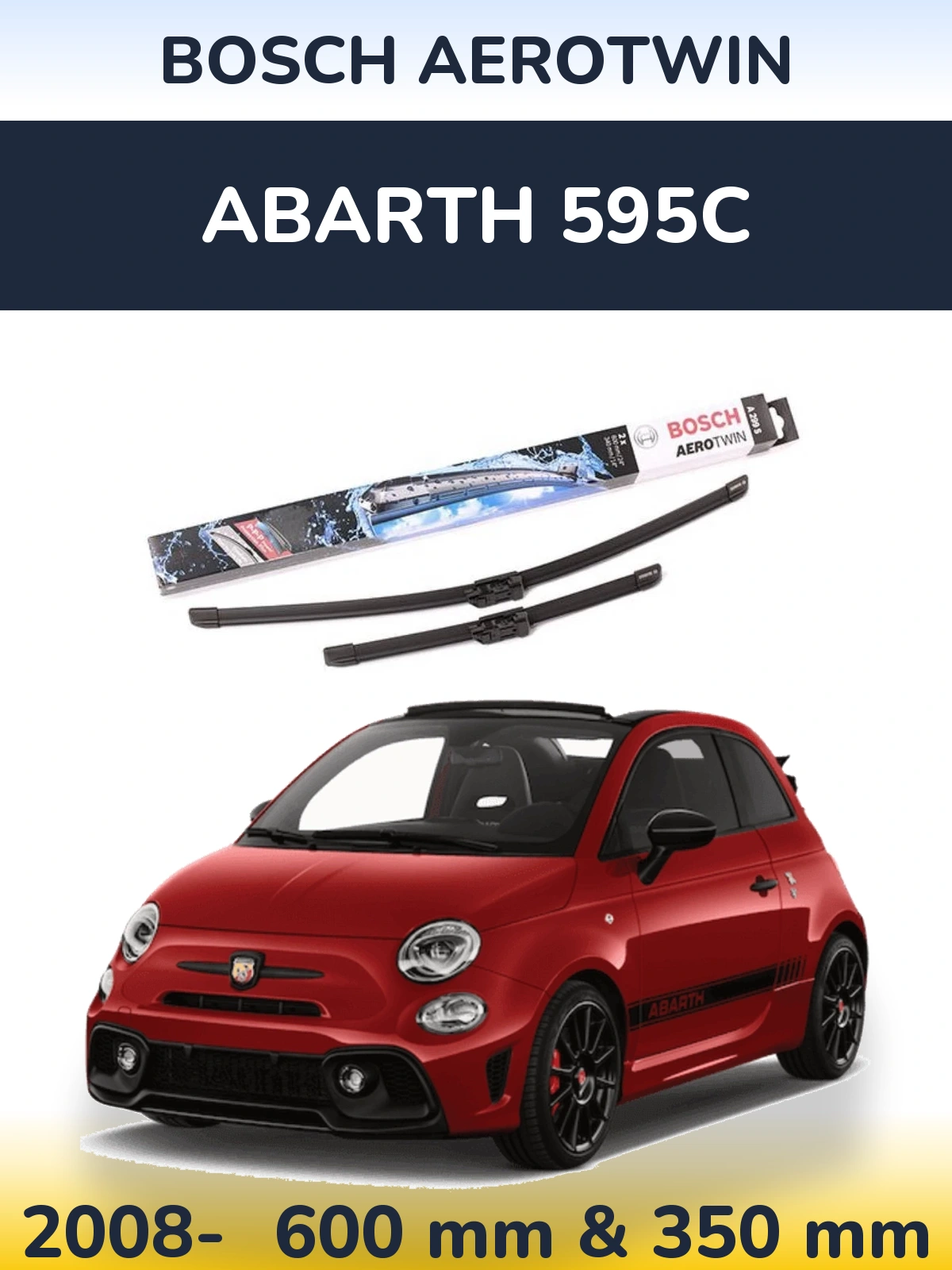 Komplet przednich wycieraczek BOSCH AeroTwin 600 & 350 mm do Abarth 595C 2008-2026
