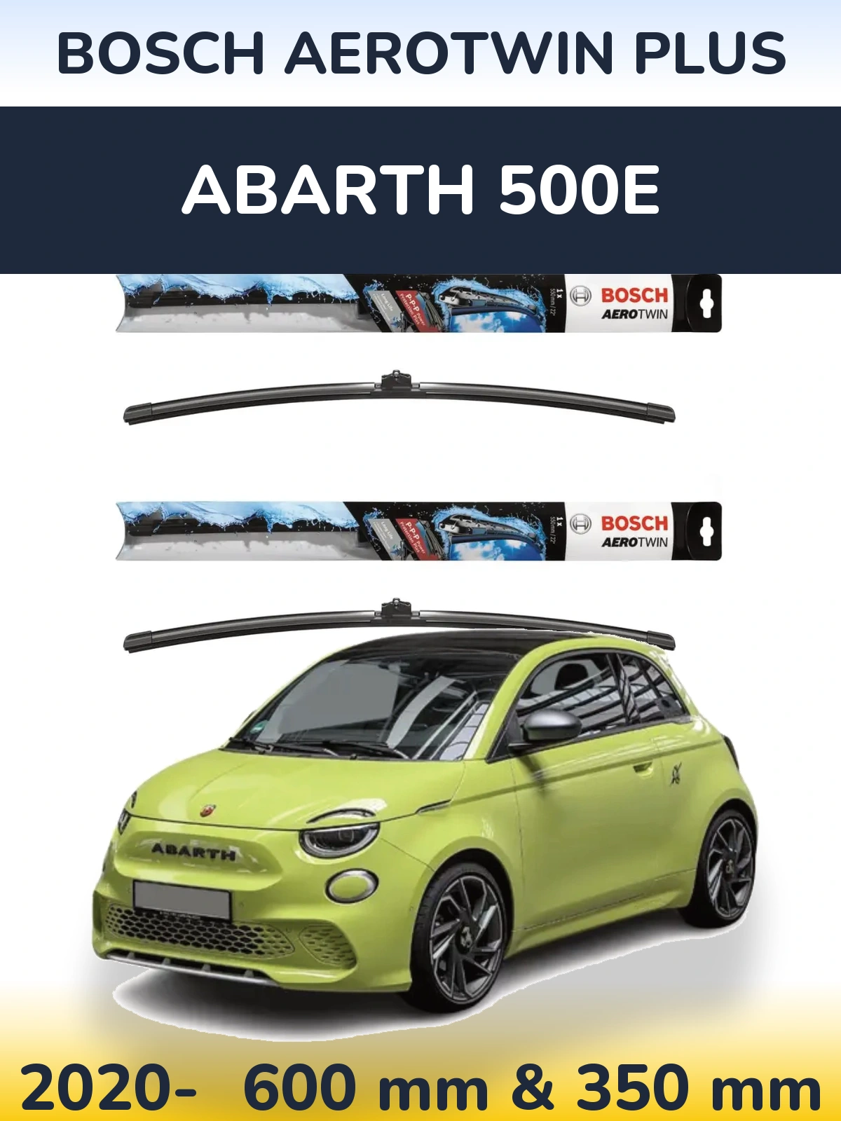 Комплект передних дворников BOSCH AeroTwin Plus 600 & 350 мм для Abarth 500e 2020-2026