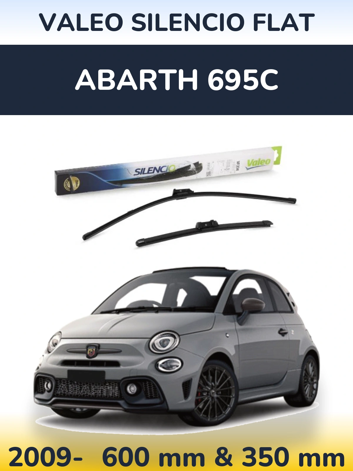 Комплект передних дворников Valeo Silencio Flat 600 & 350 мм для Abarth 695C 2009-2026