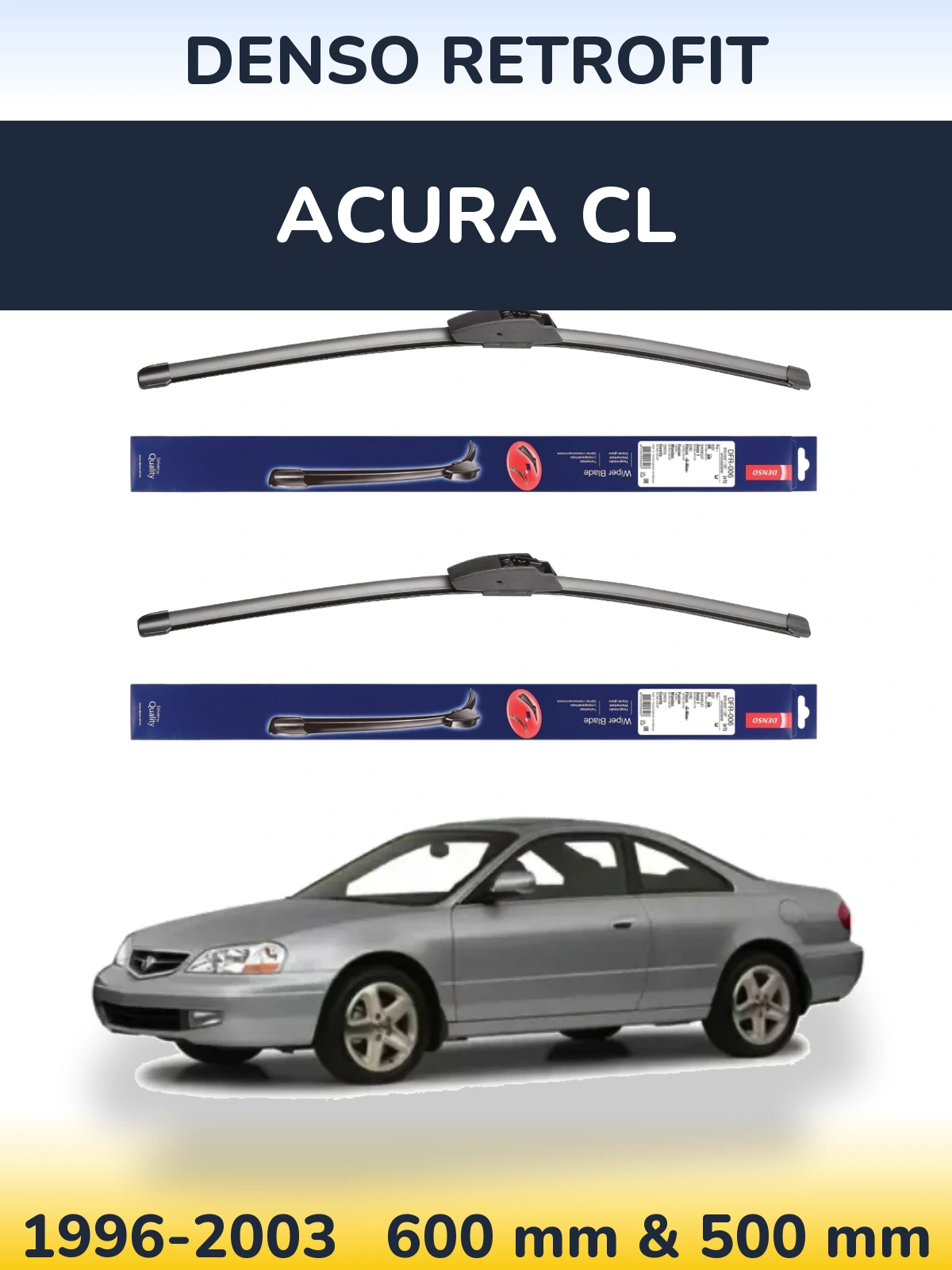 Komplet przednich wycieraczek Denso Retrofit 600 & 500 mm do Acura CL 1996-2003