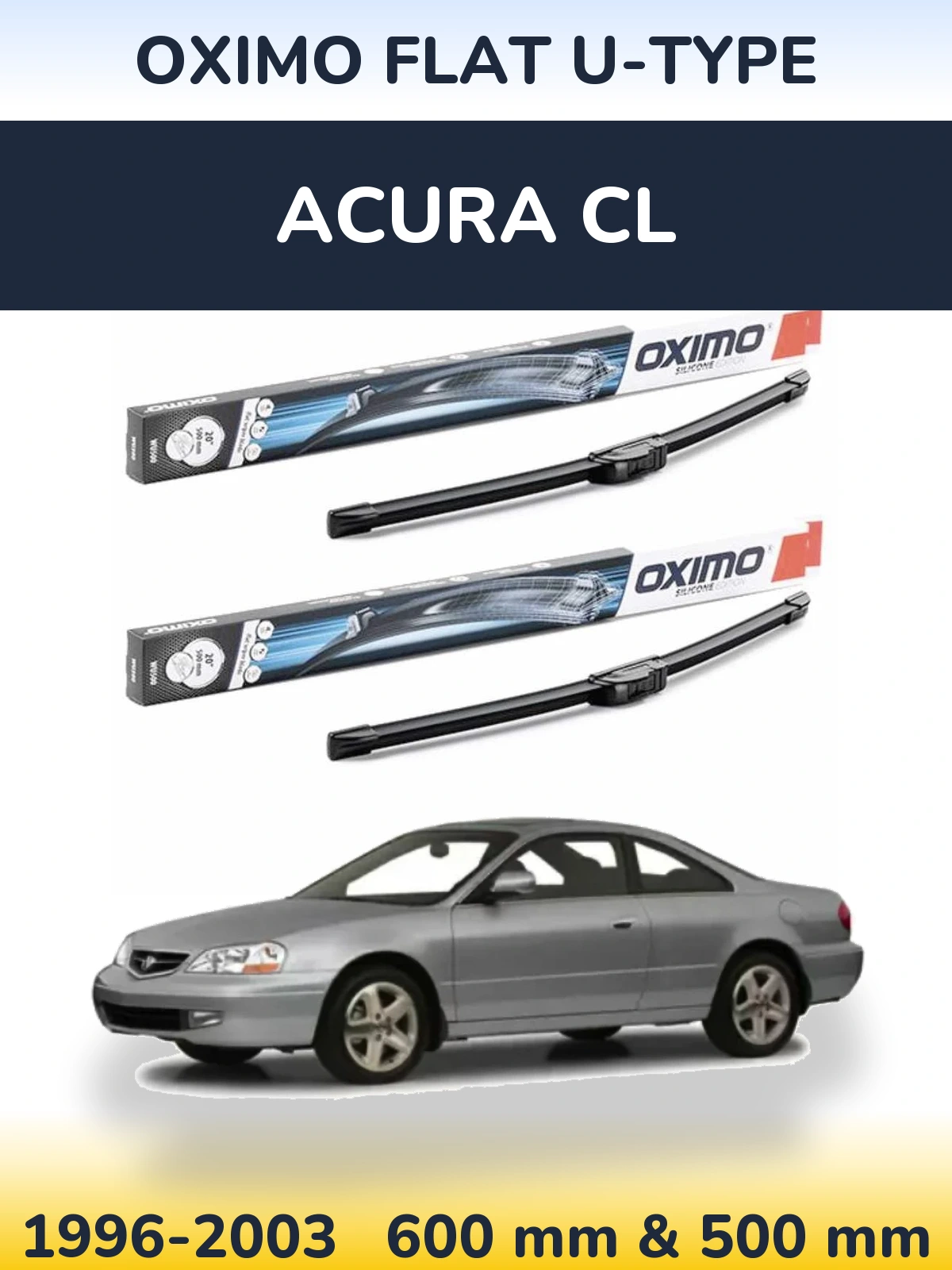 Komplet przednich wycieraczek Oximo Flat U-type 600 & 500 mm do Acura CL 1996-2003