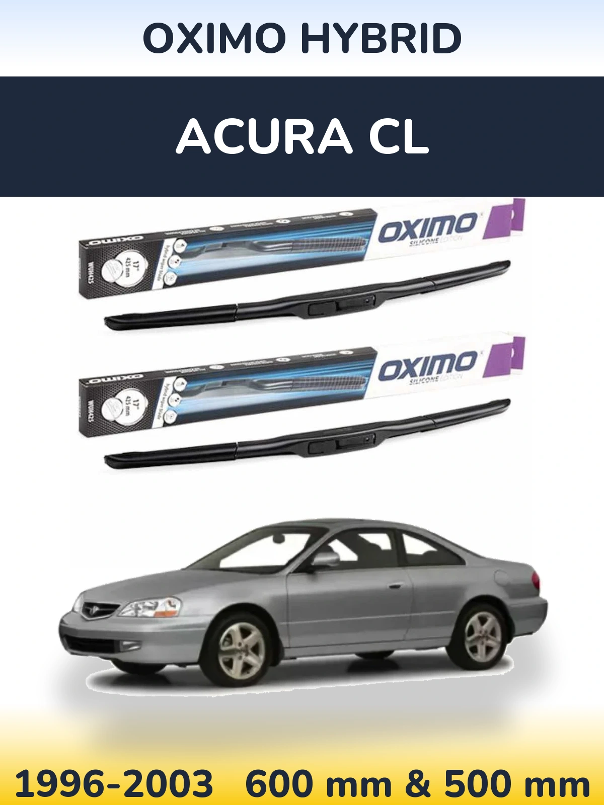 Комплект передних дворников Oximo Hybrid 600 & 500 мм для Acura CL 1996-2003