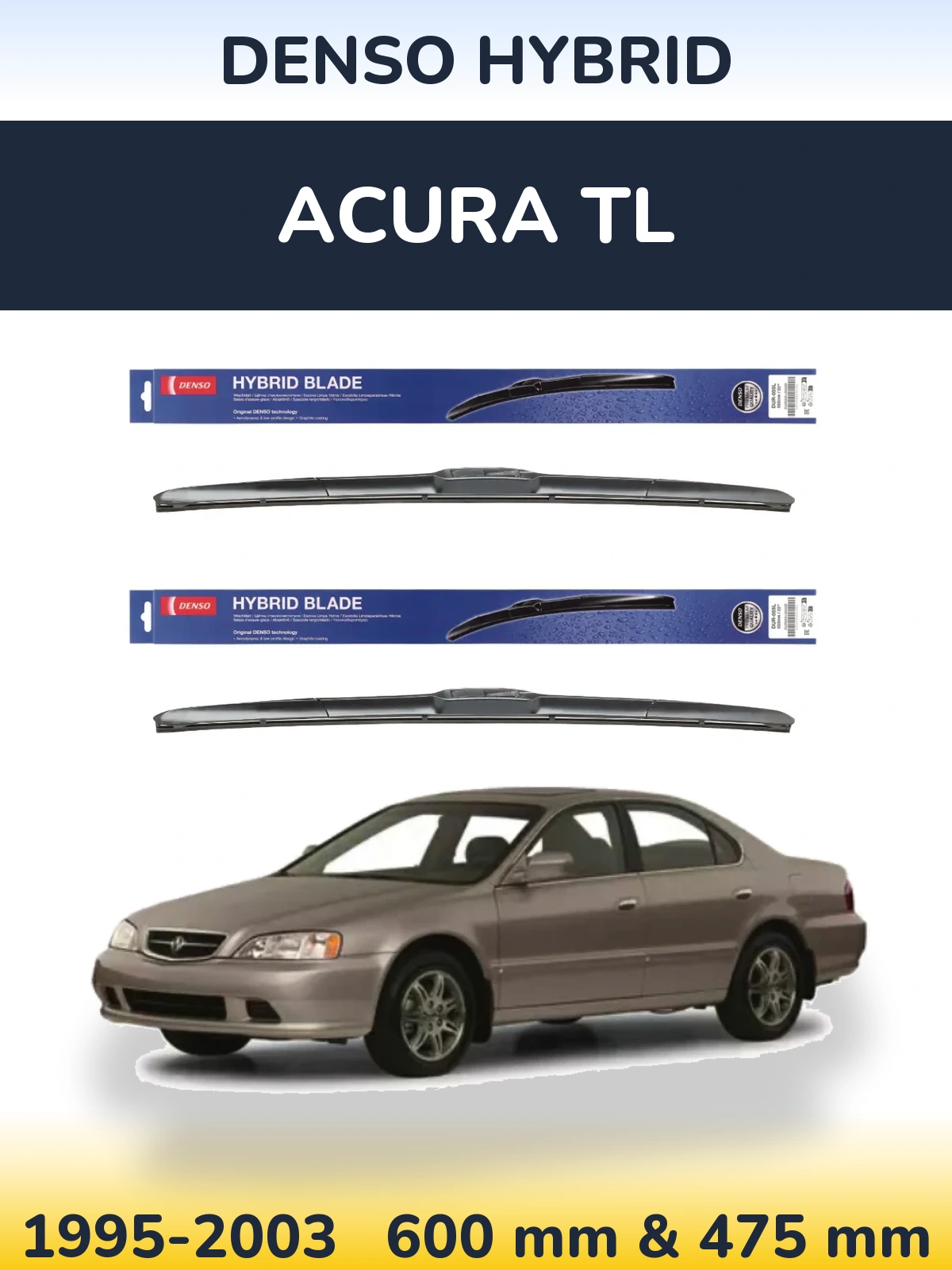 Комплект передних дворников Denso Hybrid 600 & 475 мм для Acura TL 1995-2003