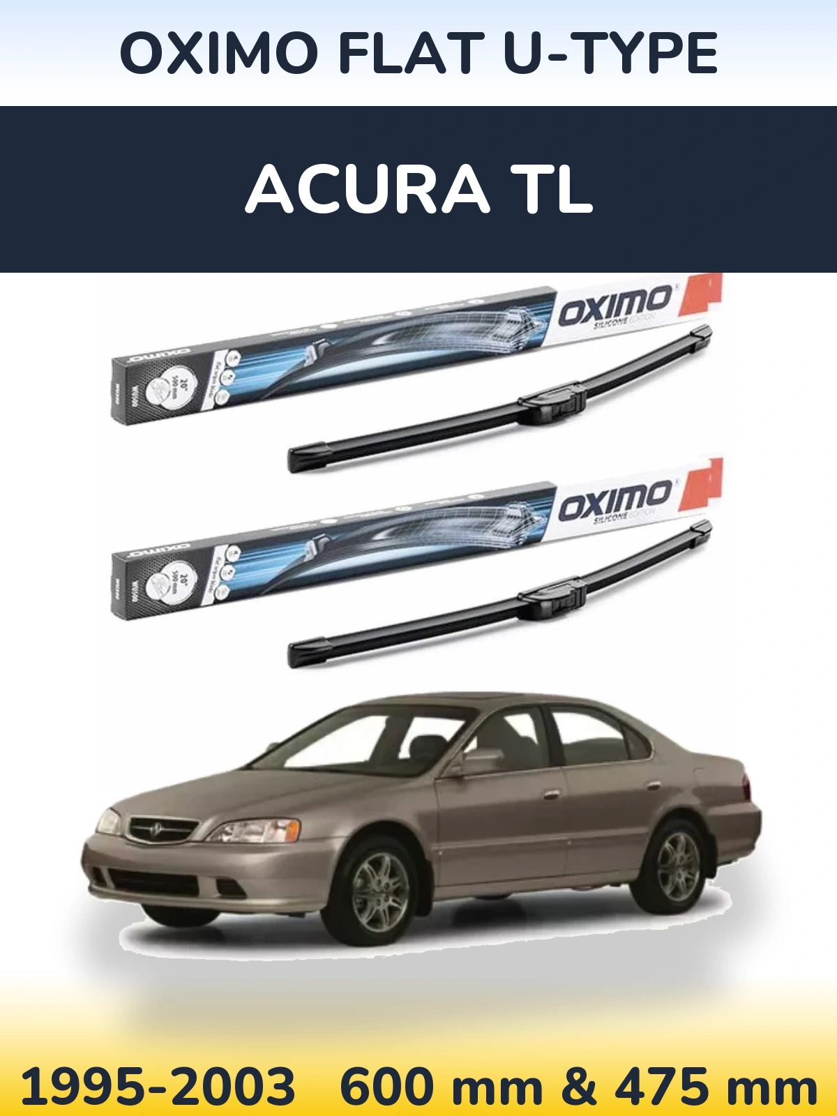 Komplet przednich wycieraczek Oximo Flat U-type 600 & 475 mm do Acura TL 1995-2003