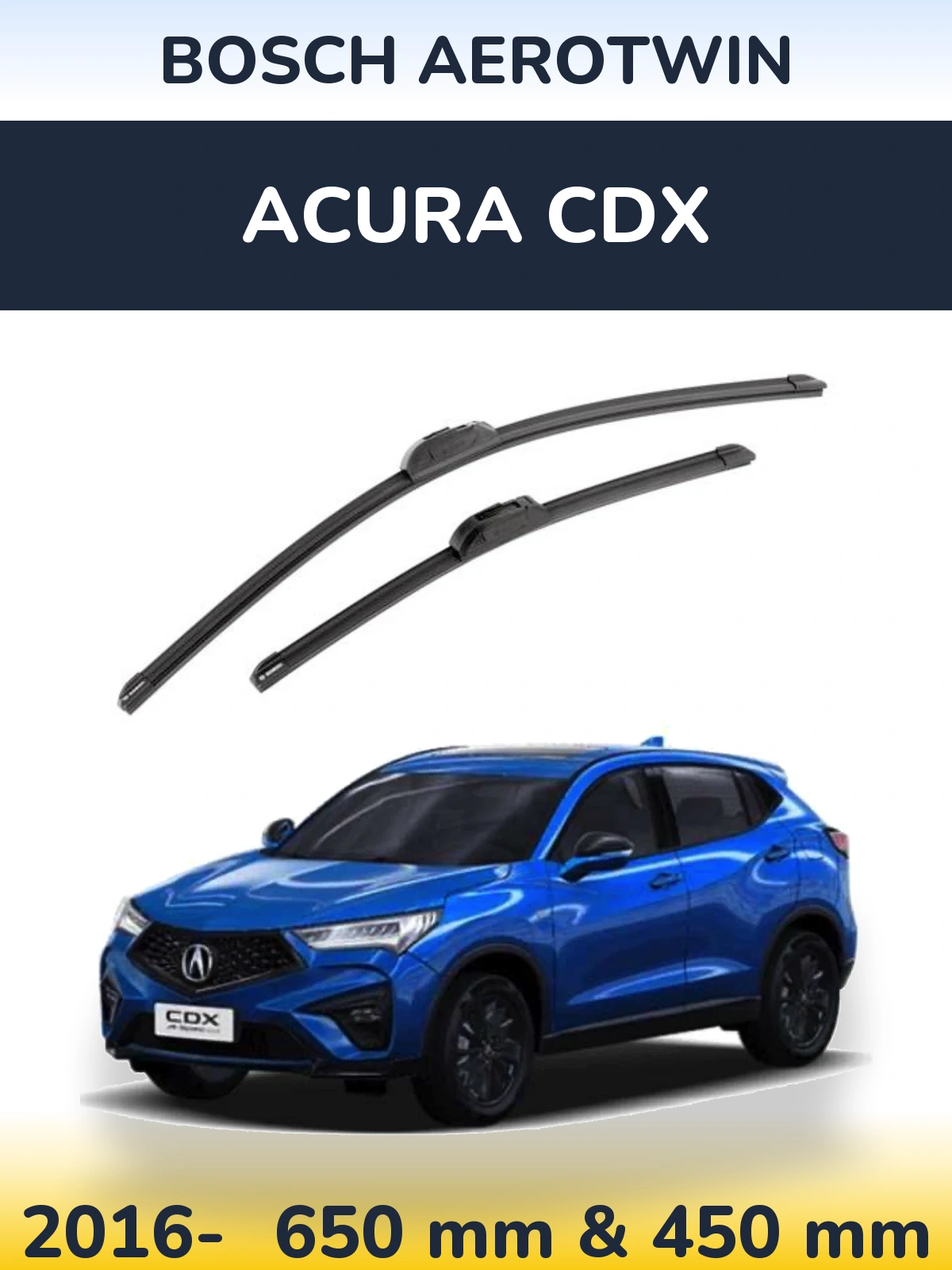 Комплект передніх щіток BOSCH AeroTwin 650 & 450 мм для Acura CDX 2016-2026