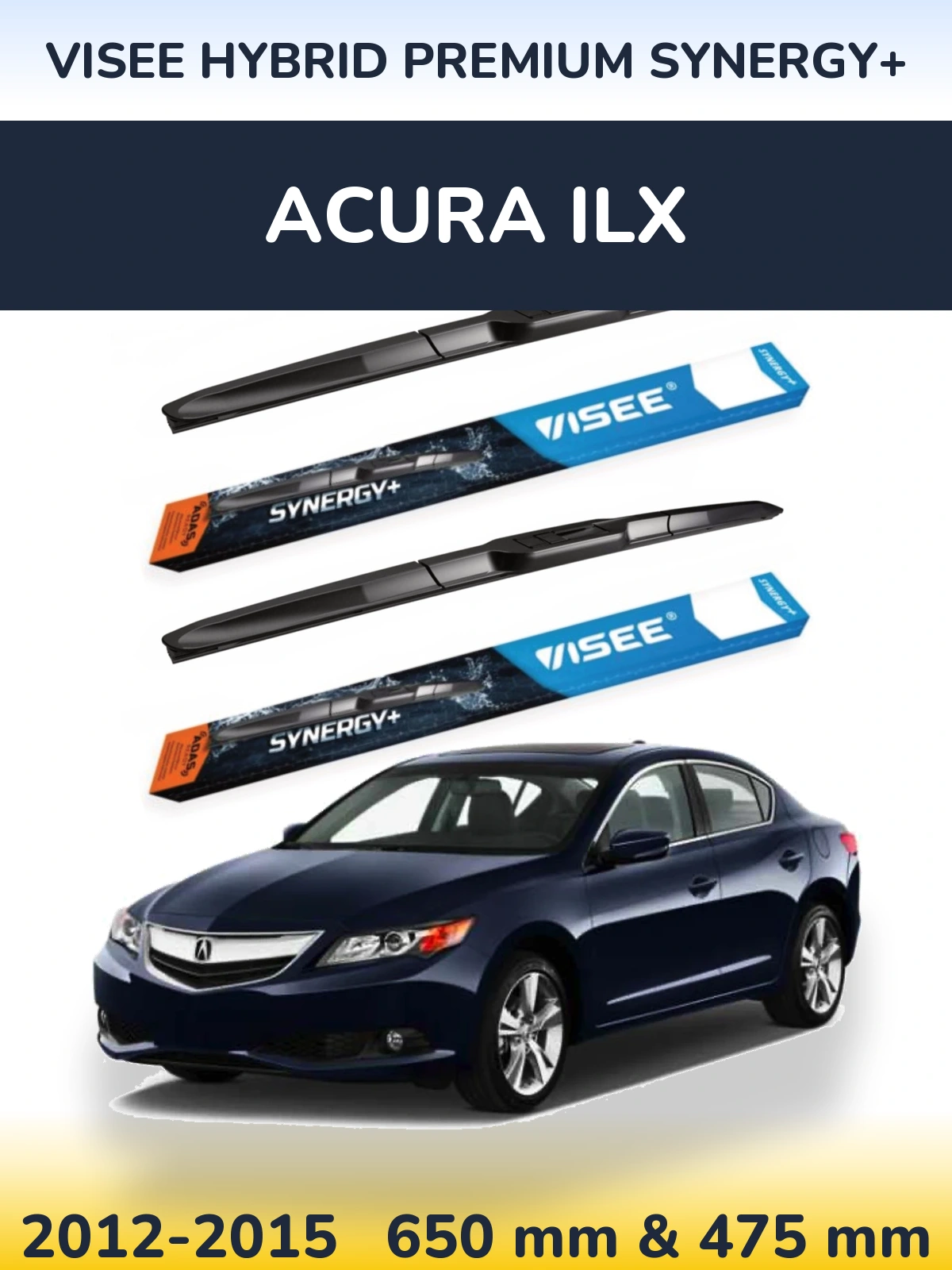 Komplet przednich wycieraczek VISEE HYBRID PREMIUM SYNERGY+ 650 & 475 mm do Acura ILX 2012-2015