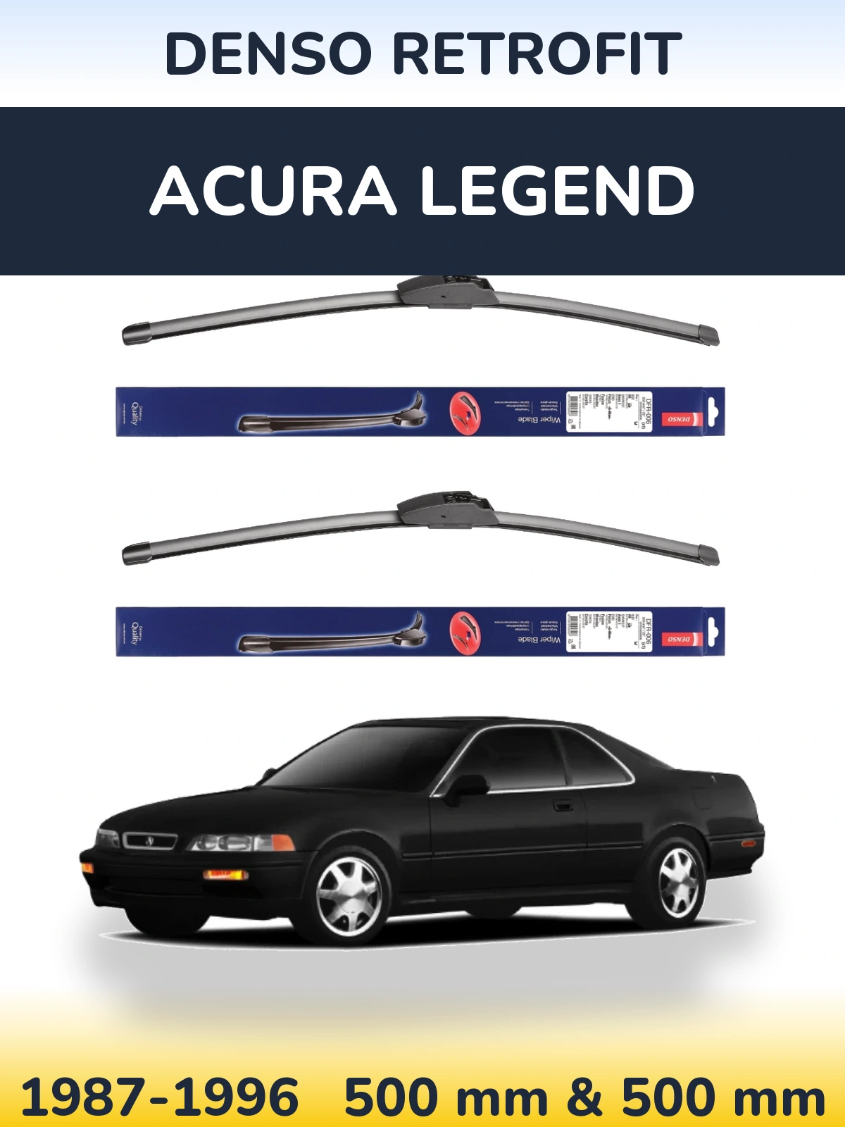 Komplet przednich wycieraczek Denso Retrofit 500 & 500 mm do Acura Legend 1987-1996