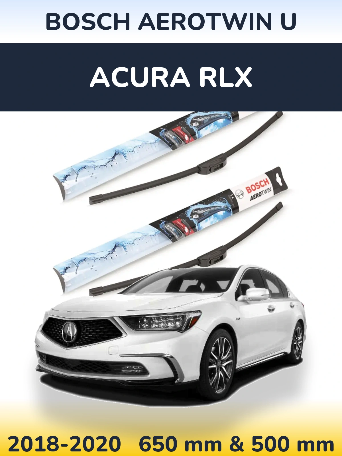 Komplet przednich wycieraczek BOSCH AeroTwin U 650 & 500 mm do Acura RLX 2018-2020