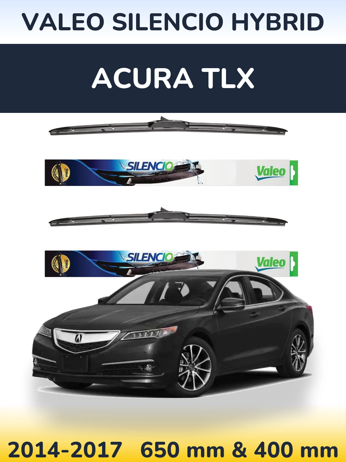 Комплект передних дворников Valeo Silencio Hybrid 650 & 400 мм для Acura TLX 2014-2017