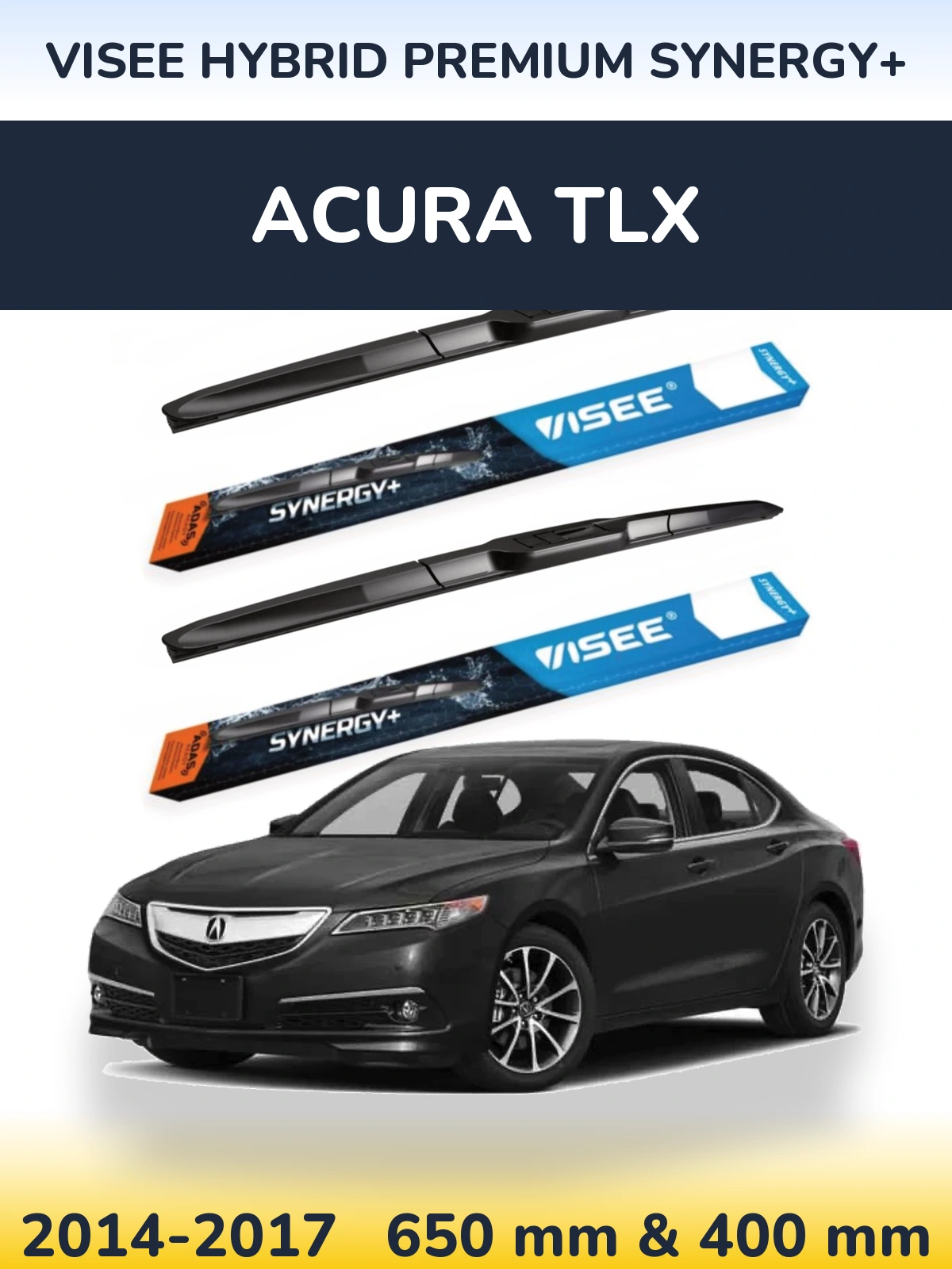Komplet przednich wycieraczek VISEE HYBRID PREMIUM SYNERGY+ 650 & 400 mm do Acura TLX 2014-2017