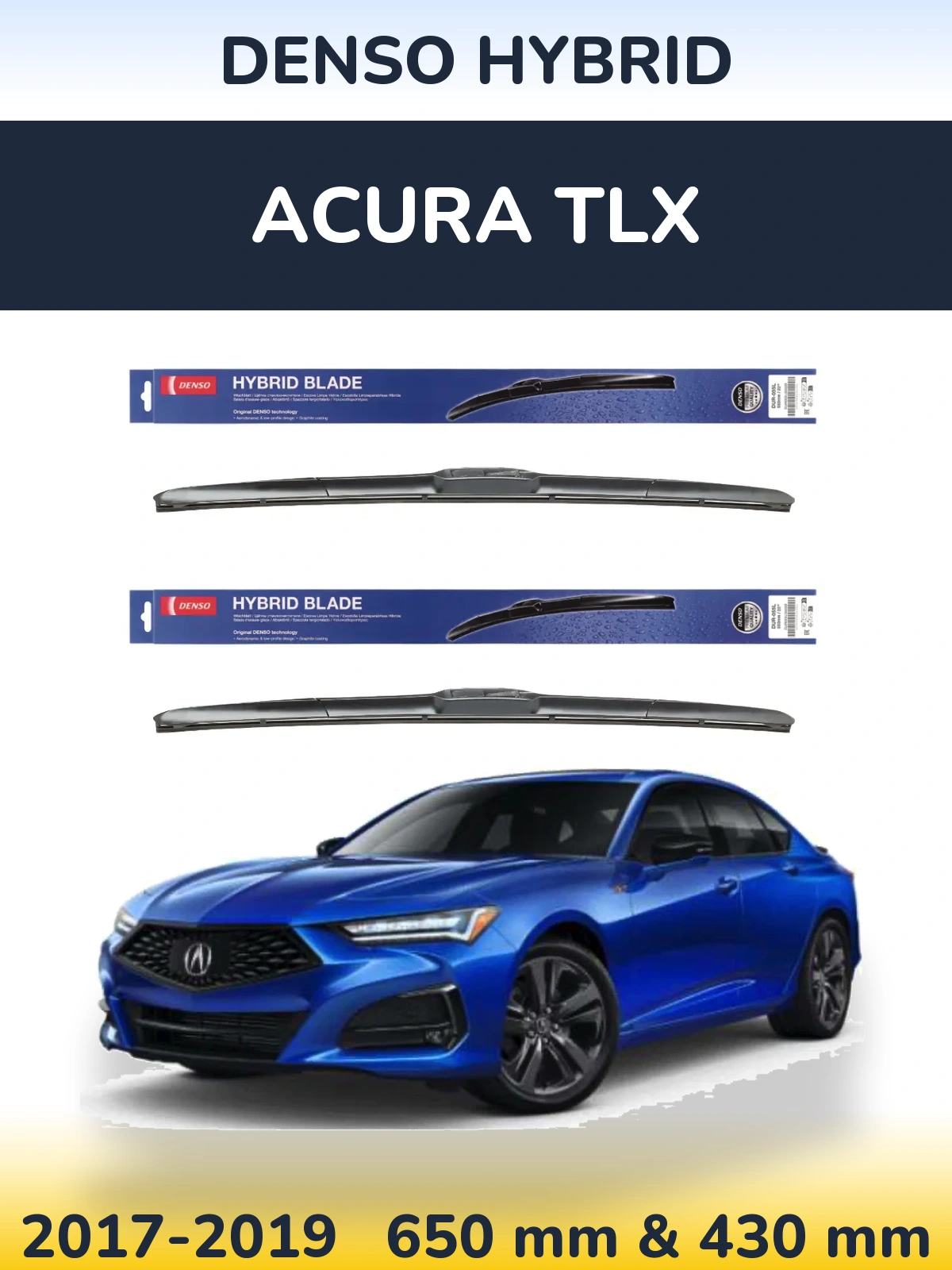 Komplet przednich wycieraczek Denso Hybrid 650 & 430 mm do Acura TLX 2017-2019