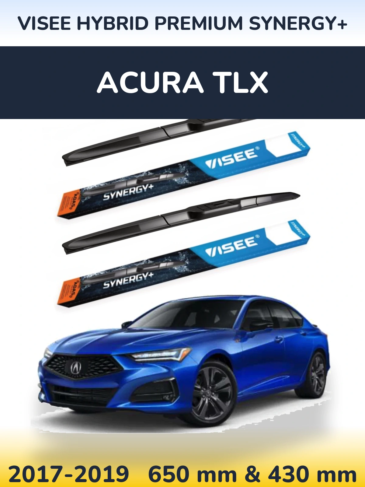 Komplet przednich wycieraczek VISEE HYBRID PREMIUM SYNERGY+ 650 & 430 mm do Acura TLX 2017-2019