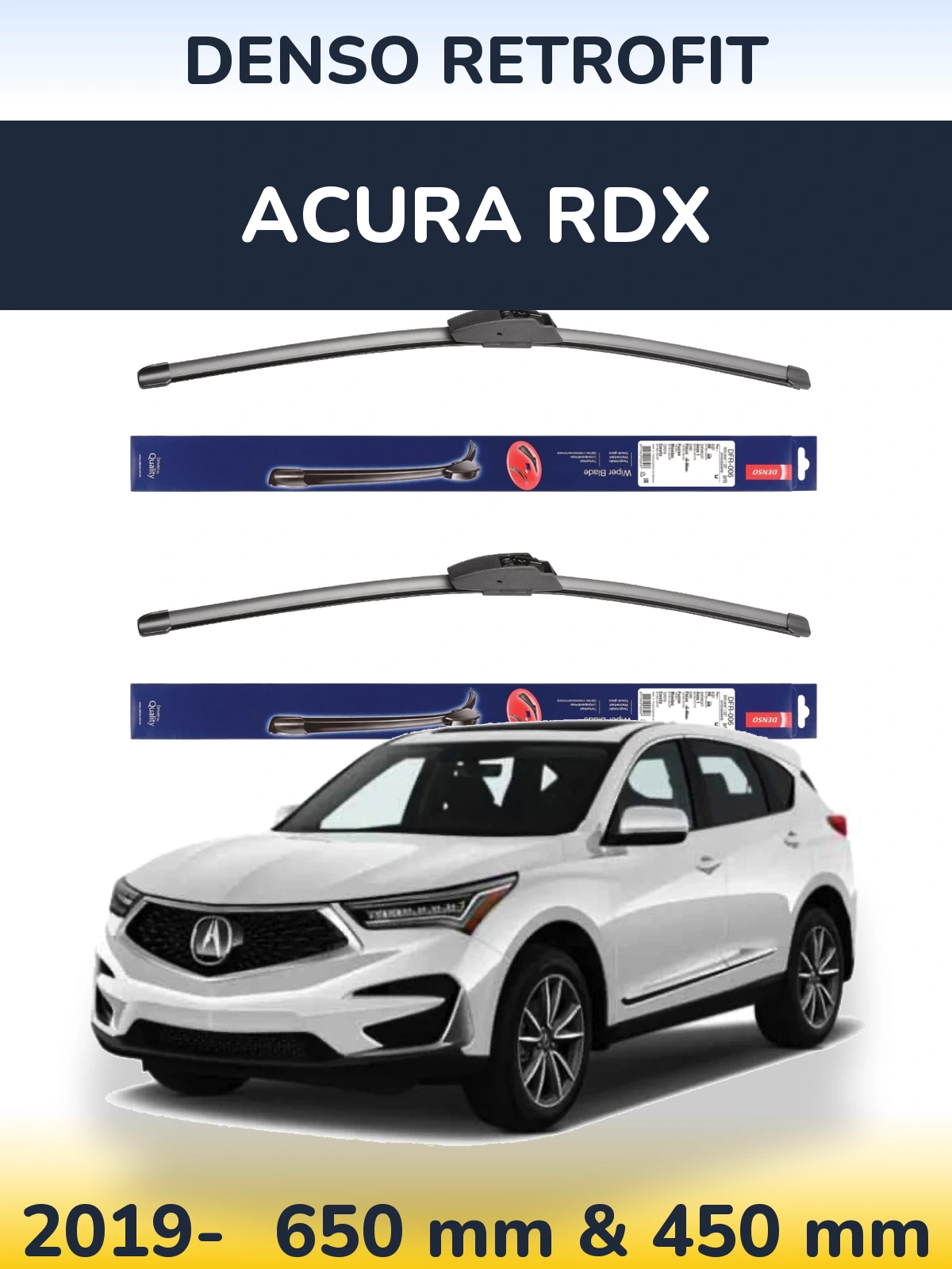 Комплект передних дворников Denso Retrofit 650 & 450 мм для Acura RDX 2019-2026