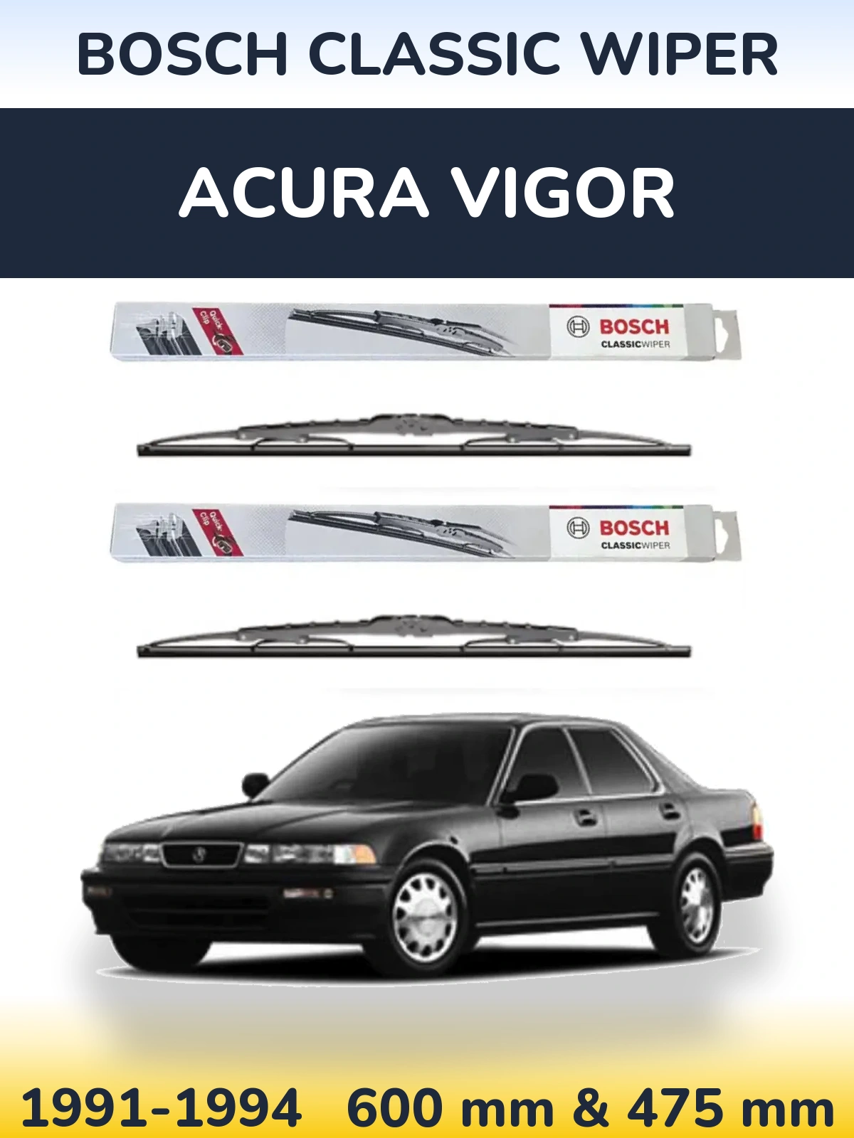 Комплект передних дворников BOSCH Classic Wiper 600 & 475 мм для Acura Vigor 1991-1994