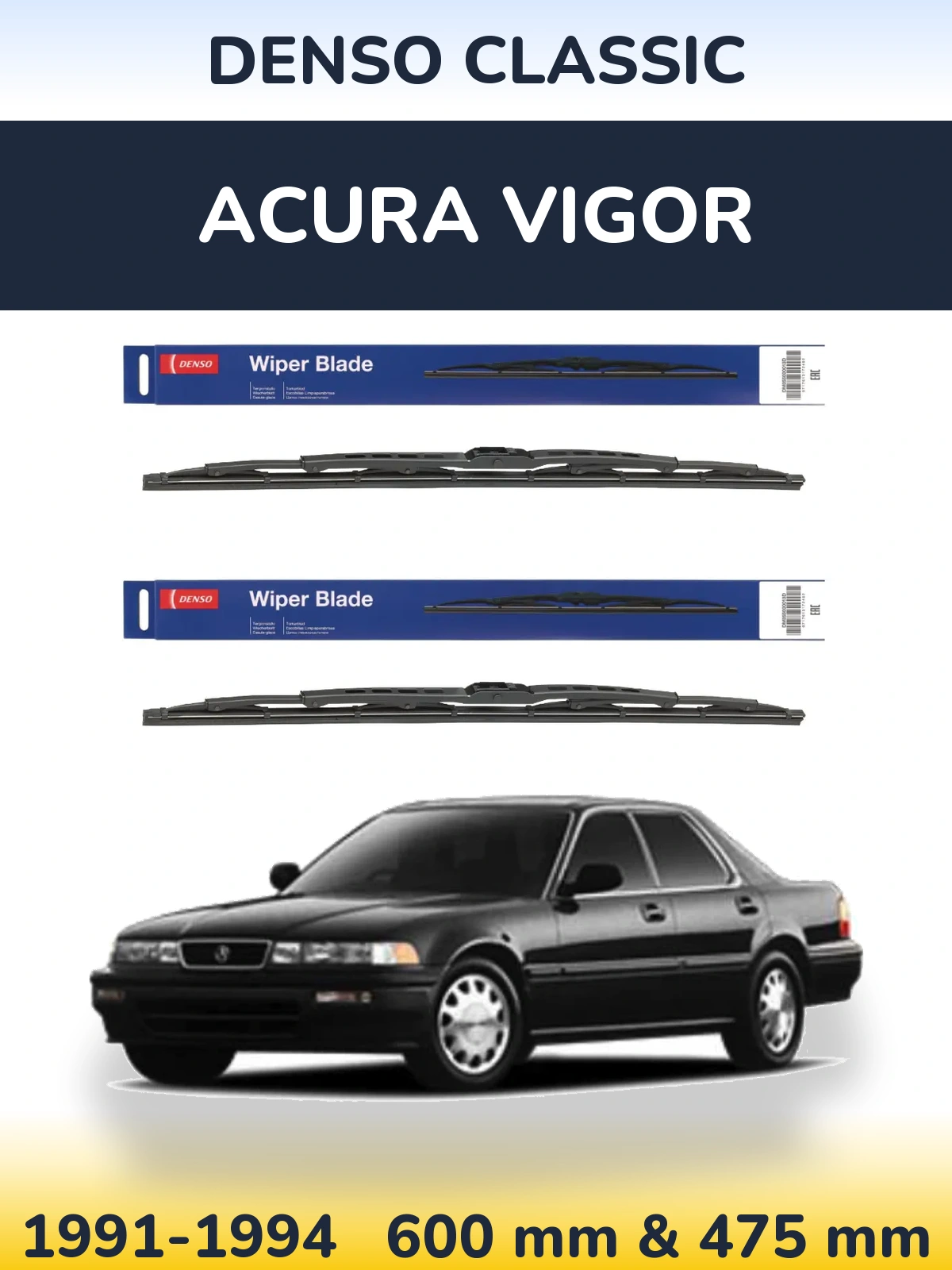 Комплект передних дворников Denso Classic 600 & 475 мм для Acura Vigor 1991-1994
