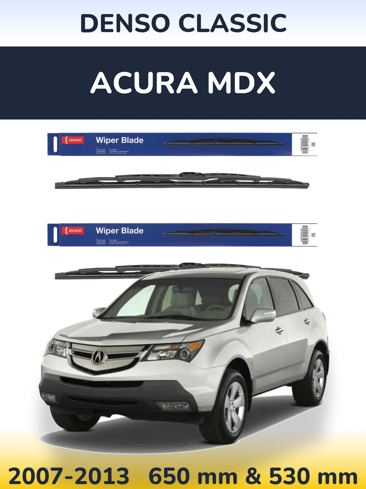 Komplet przednich wycieraczek Denso Classic 650 & 530 mm do Acura MDX 2007-2013