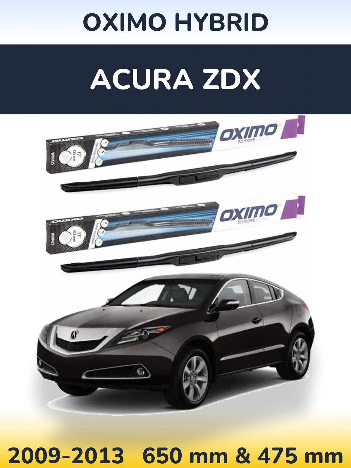 Комплект передних дворников Oximo Hybrid 650 & 475 мм для Acura ZDX 2009-2013