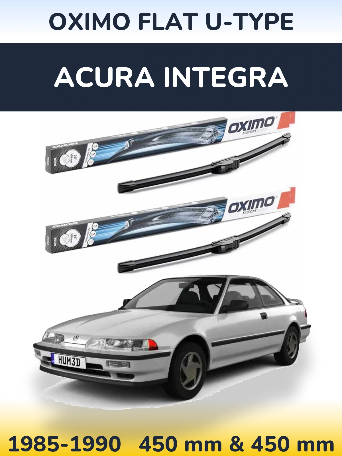 Komplet przednich wycieraczek Oximo Flat U-type 450 & 450 mm do Acura Integra 1985-1990