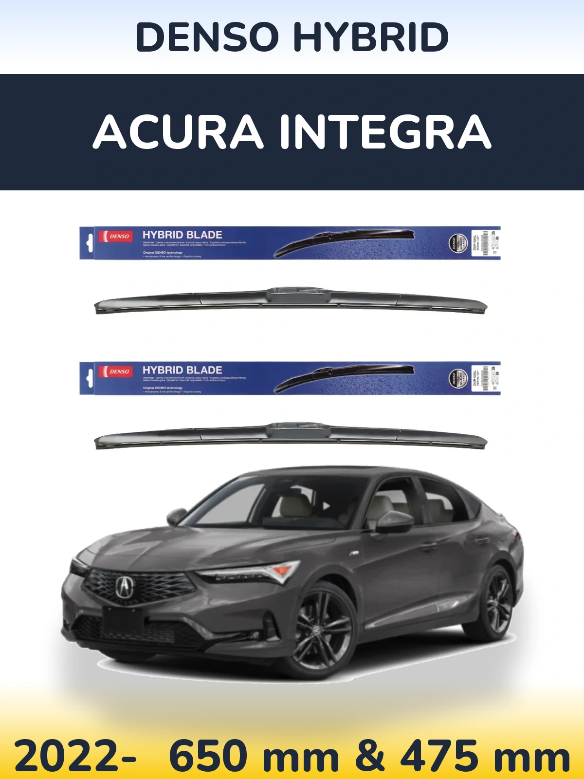 Komplet przednich wycieraczek Denso Hybrid 650 & 475 mm do Acura Integra 2022-2026
