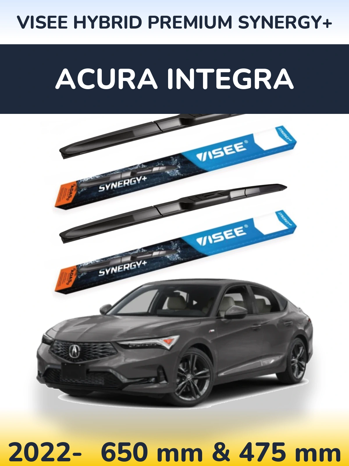 Komplet przednich wycieraczek VISEE HYBRID PREMIUM SYNERGY+ 650 & 475 mm do Acura Integra 2022-2026