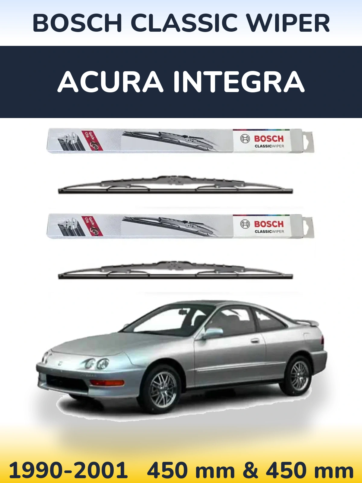 Комплект передних дворников BOSCH Classic Wiper 450 & 450 мм для Acura Integra 1990-2001