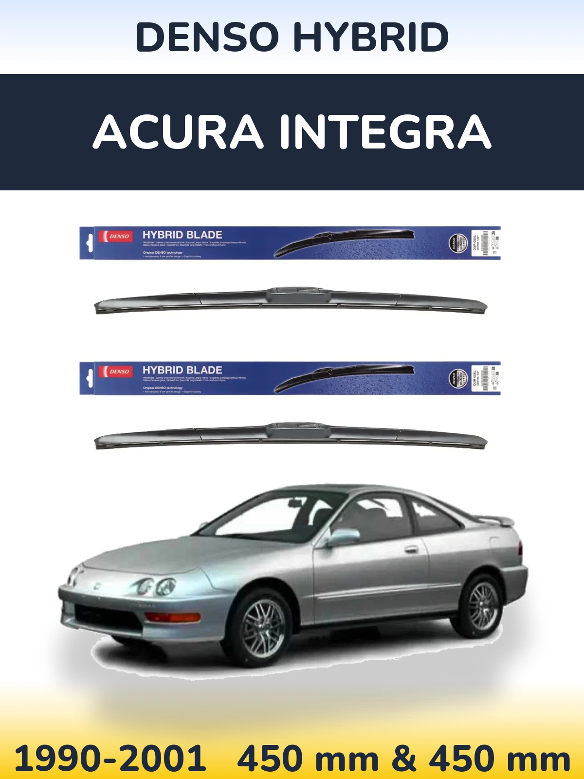 Komplet przednich wycieraczek Denso Hybrid 450 & 450 mm do Acura Integra 1990-2001