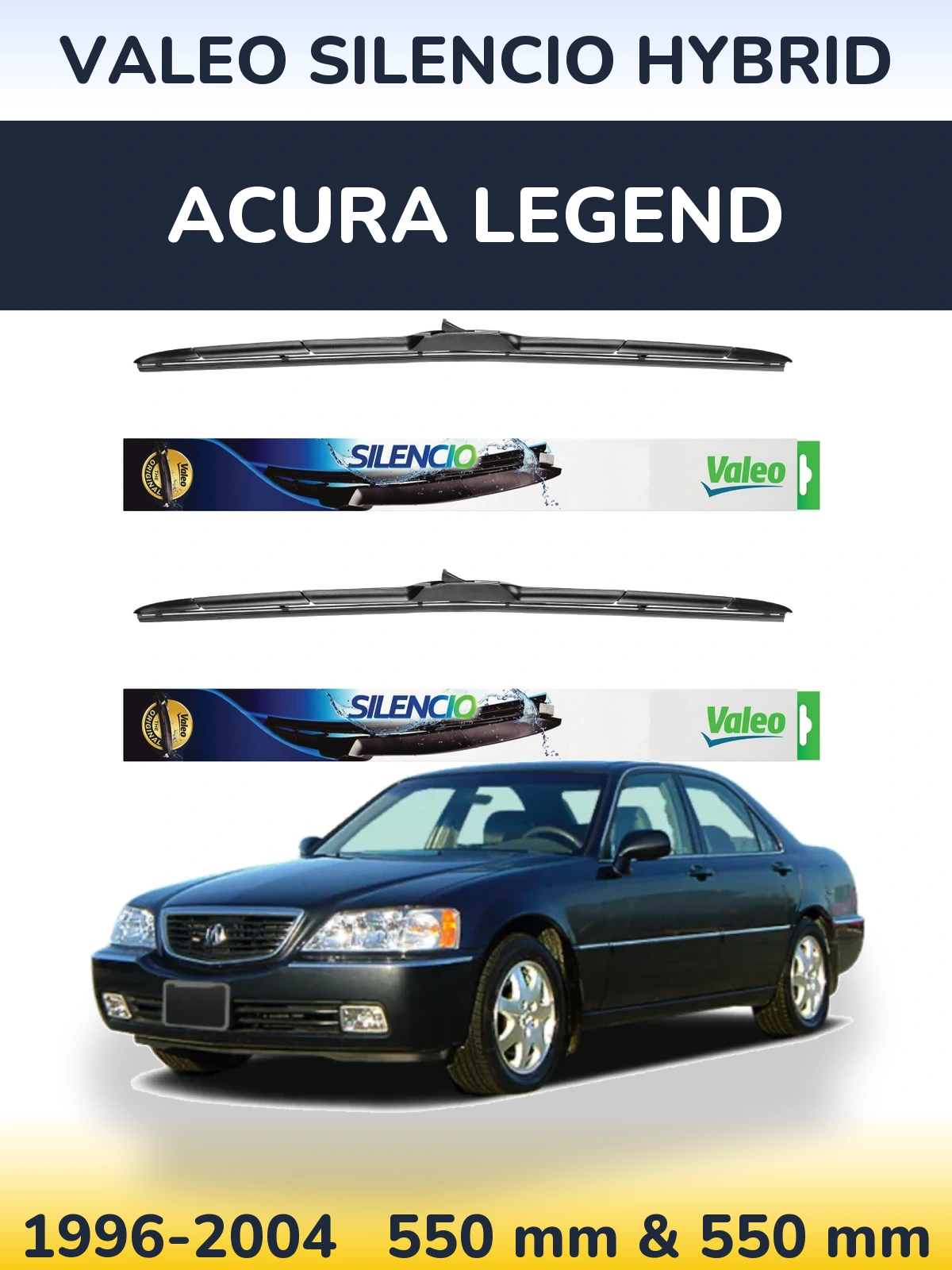 Комплект передних дворников Valeo Silencio Hybrid 550 & 550 мм для Acura Legend 1996-2004