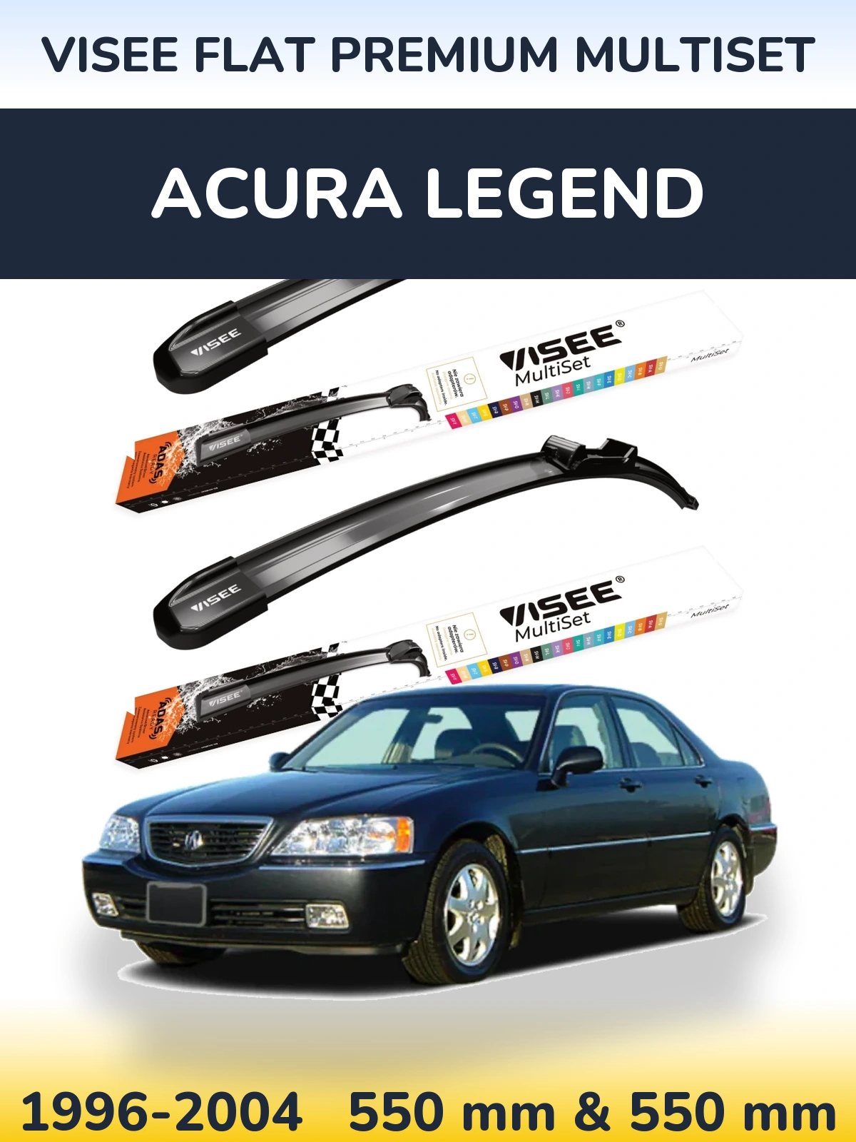 Комплект передніх щіток VISEE FLAT PREMIUM MultiSet 550 & 550 мм для Acura Legend 1996-2004