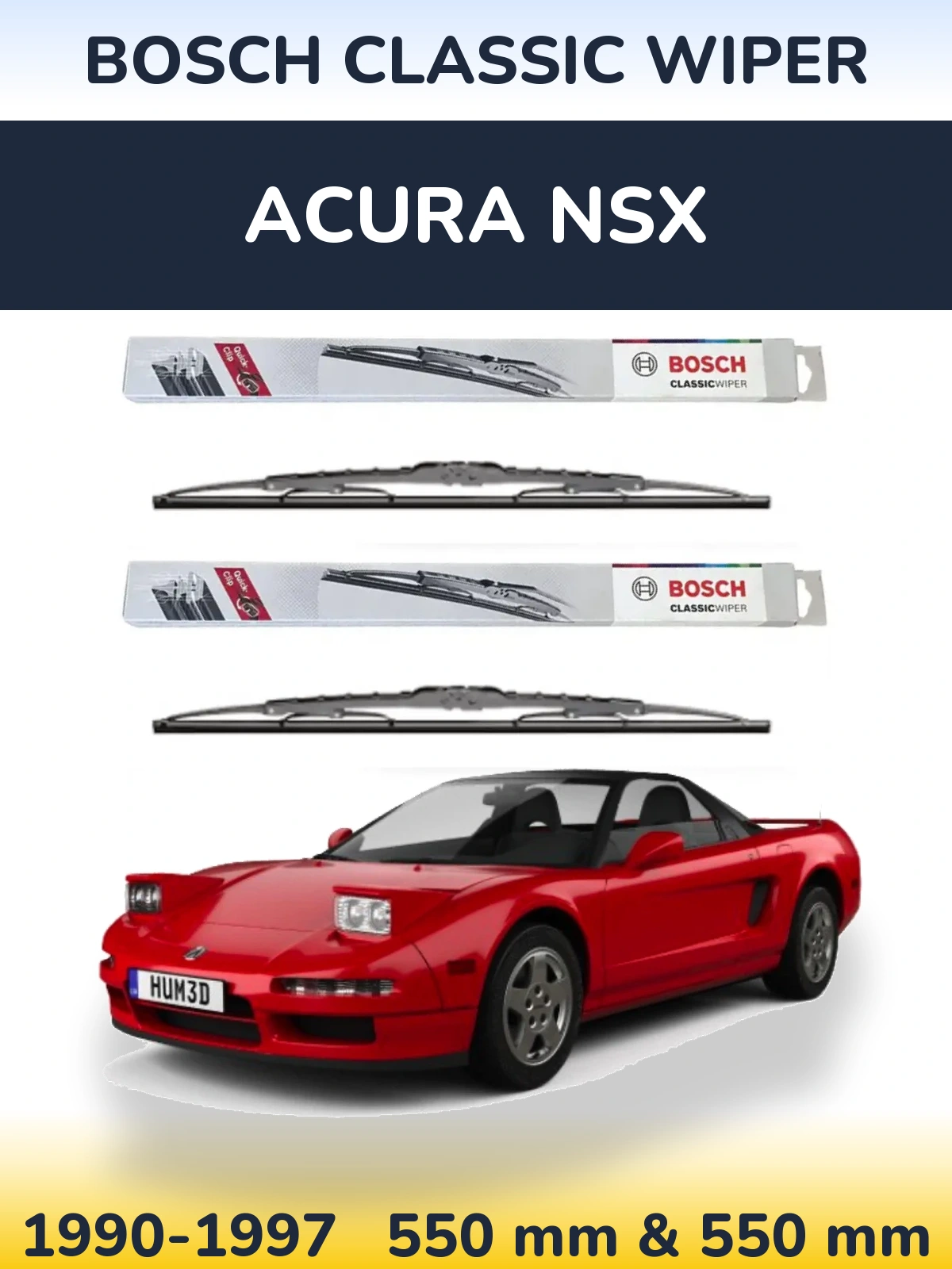 Комплект передніх щіток BOSCH Classic Wiper 550 & 550 мм для Acura NSX 1990-1997