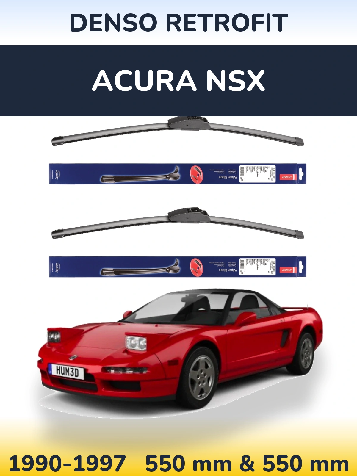Komplet przednich wycieraczek Denso Retrofit 550 & 550 mm do Acura NSX 1990-1997