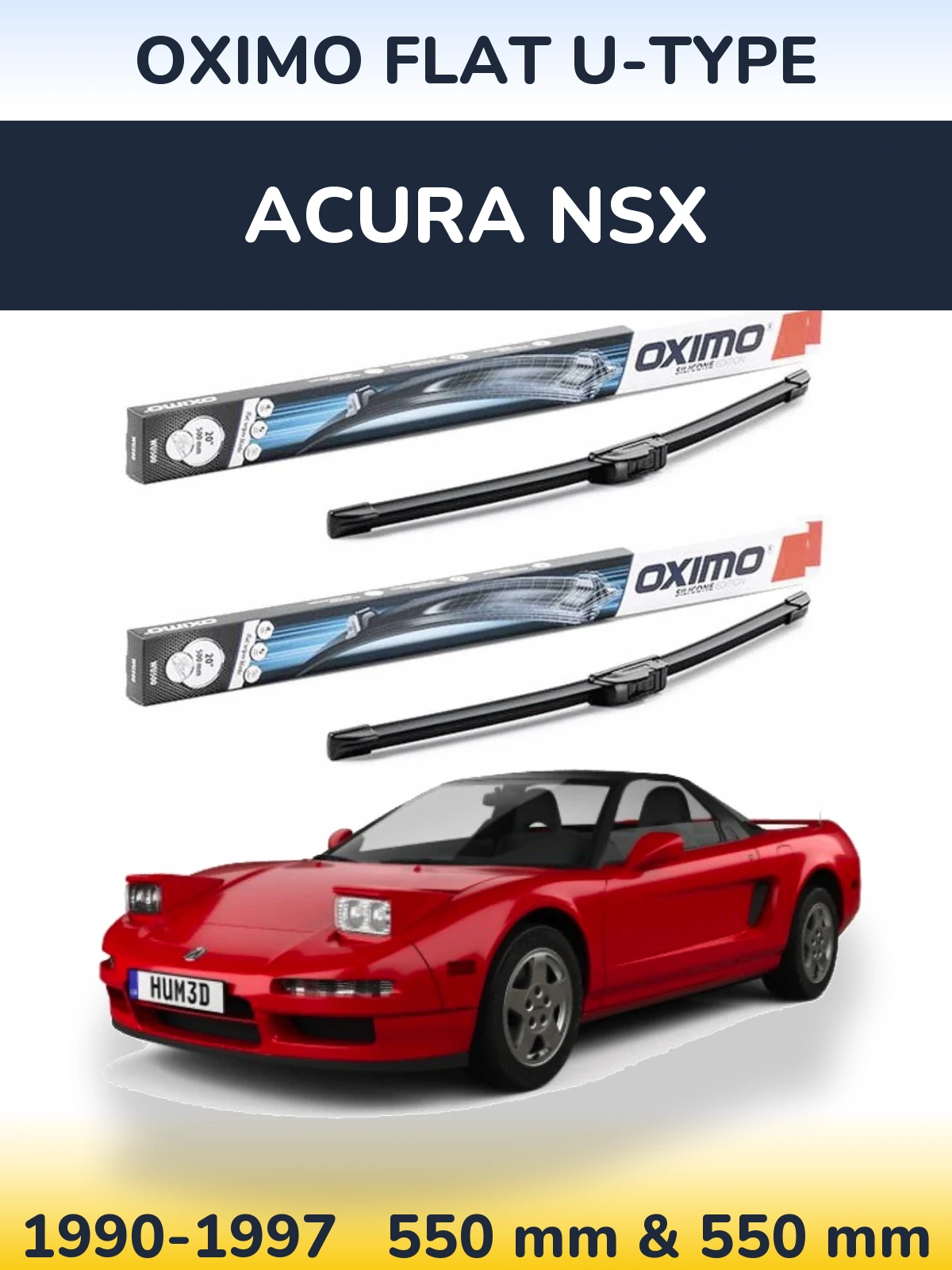 Komplet przednich wycieraczek Oximo Flat U-type 550 & 550 mm do Acura NSX 1990-1997