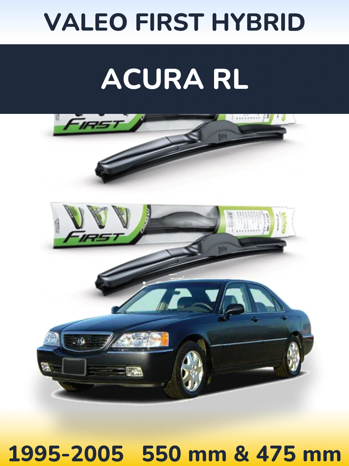 Комплект передних дворников Valeo First Hybrid 550 & 475 мм для Acura RL 1995-2005