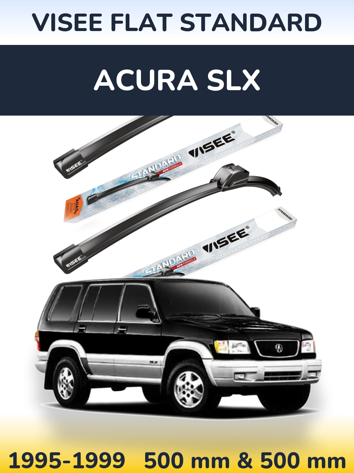 Комплект передних дворников VISEE FLAT STANDARD 500 & 500 мм для Acura SLX 1995-1999