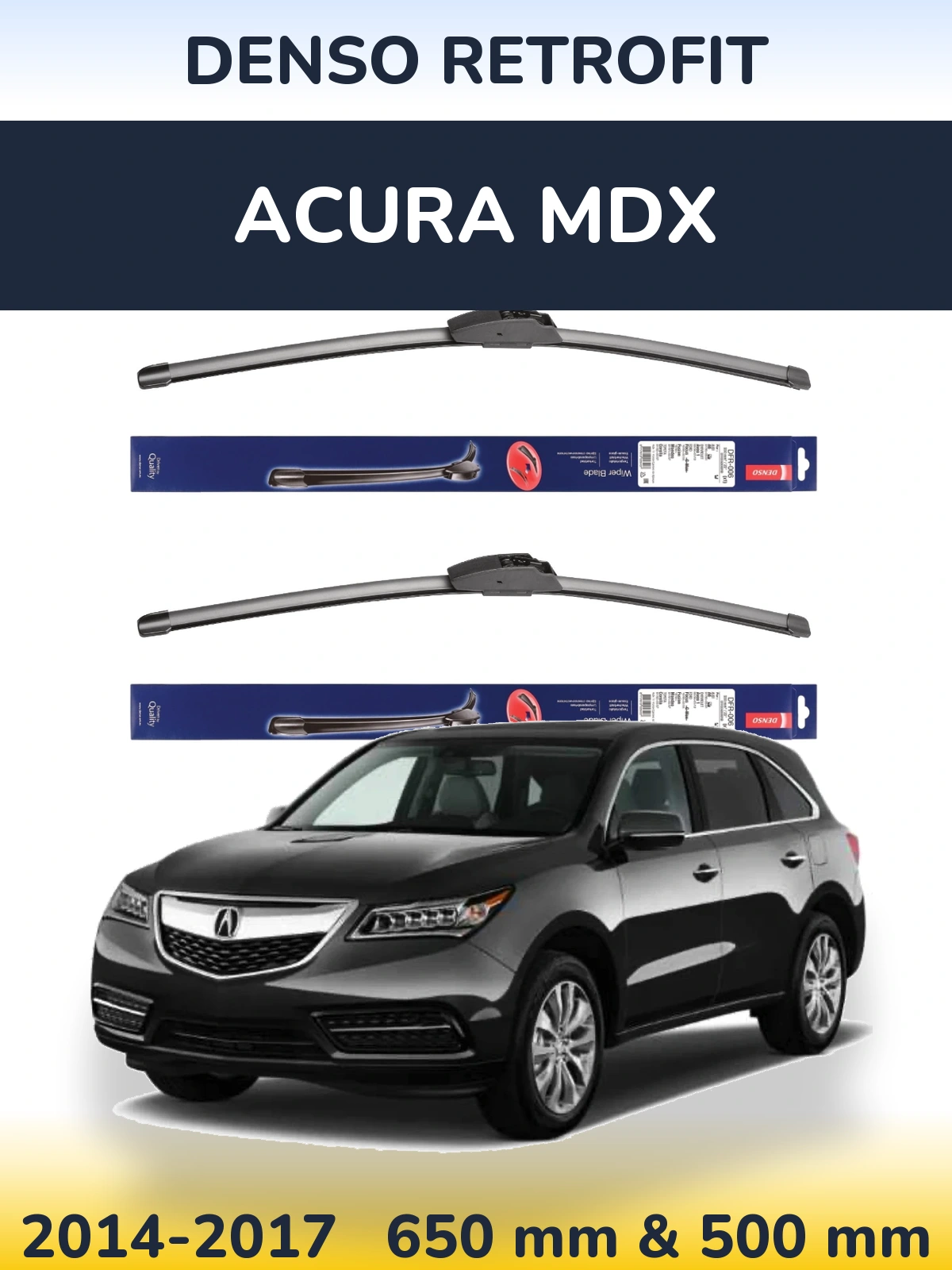 Комплект передних дворников Denso Retrofit 650 & 500 мм для Acura MDX 2014-2017