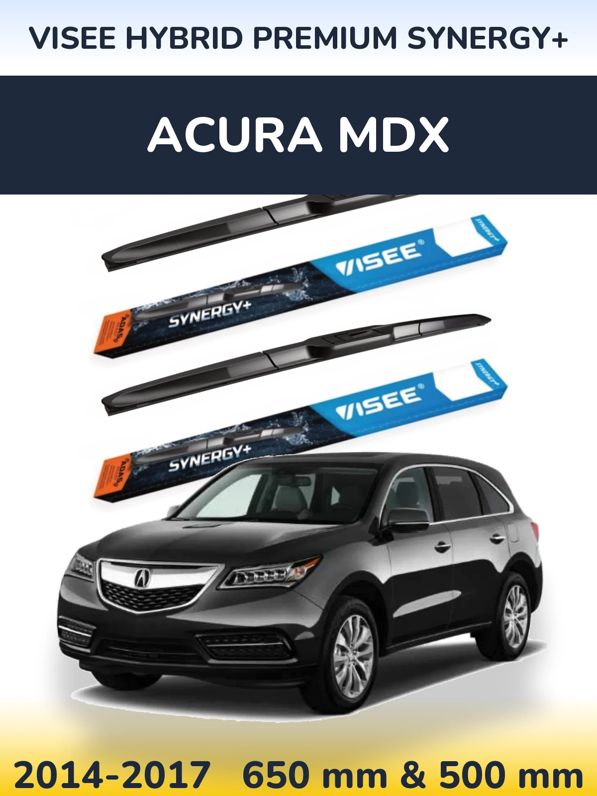 Комплект передних дворников VISEE HYBRID PREMIUM SYNERGY+ 650 & 500 мм для Acura MDX 2014-2017