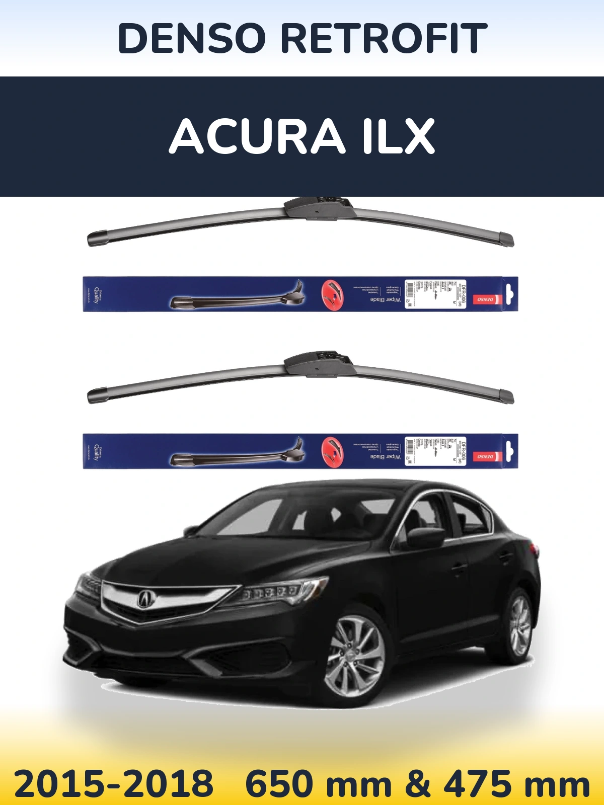 Komplet przednich wycieraczek Denso Retrofit 650 & 475 mm do Acura ILX 2015-2018