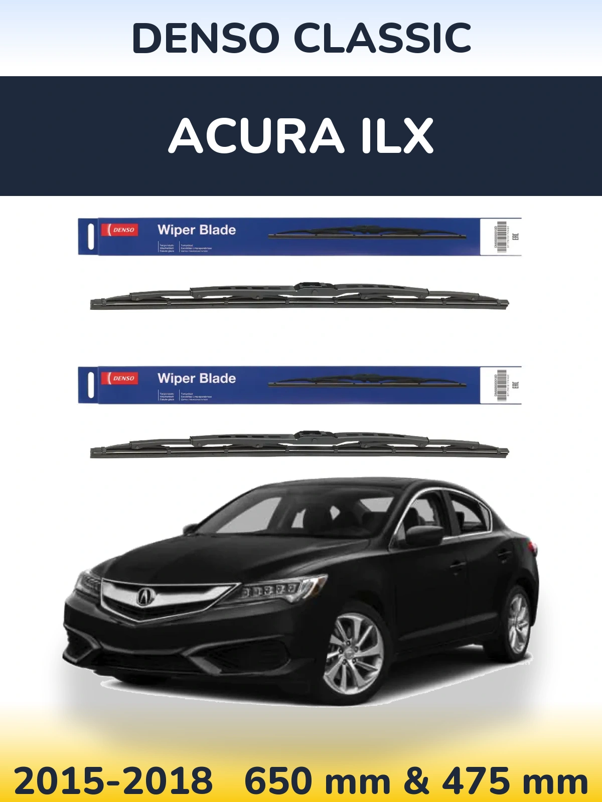 Komplet przednich wycieraczek Denso Classic 650 & 475 mm do Acura ILX 2015-2018