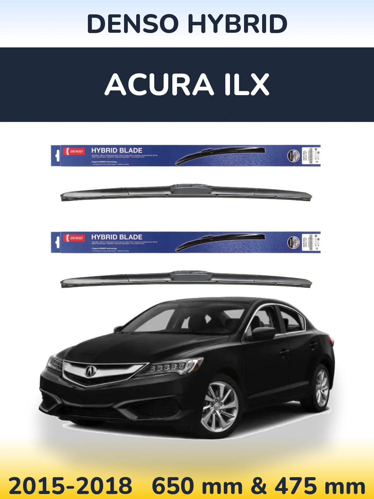 Komplet przednich wycieraczek Denso Hybrid 650 & 475 mm do Acura ILX 2015-2018