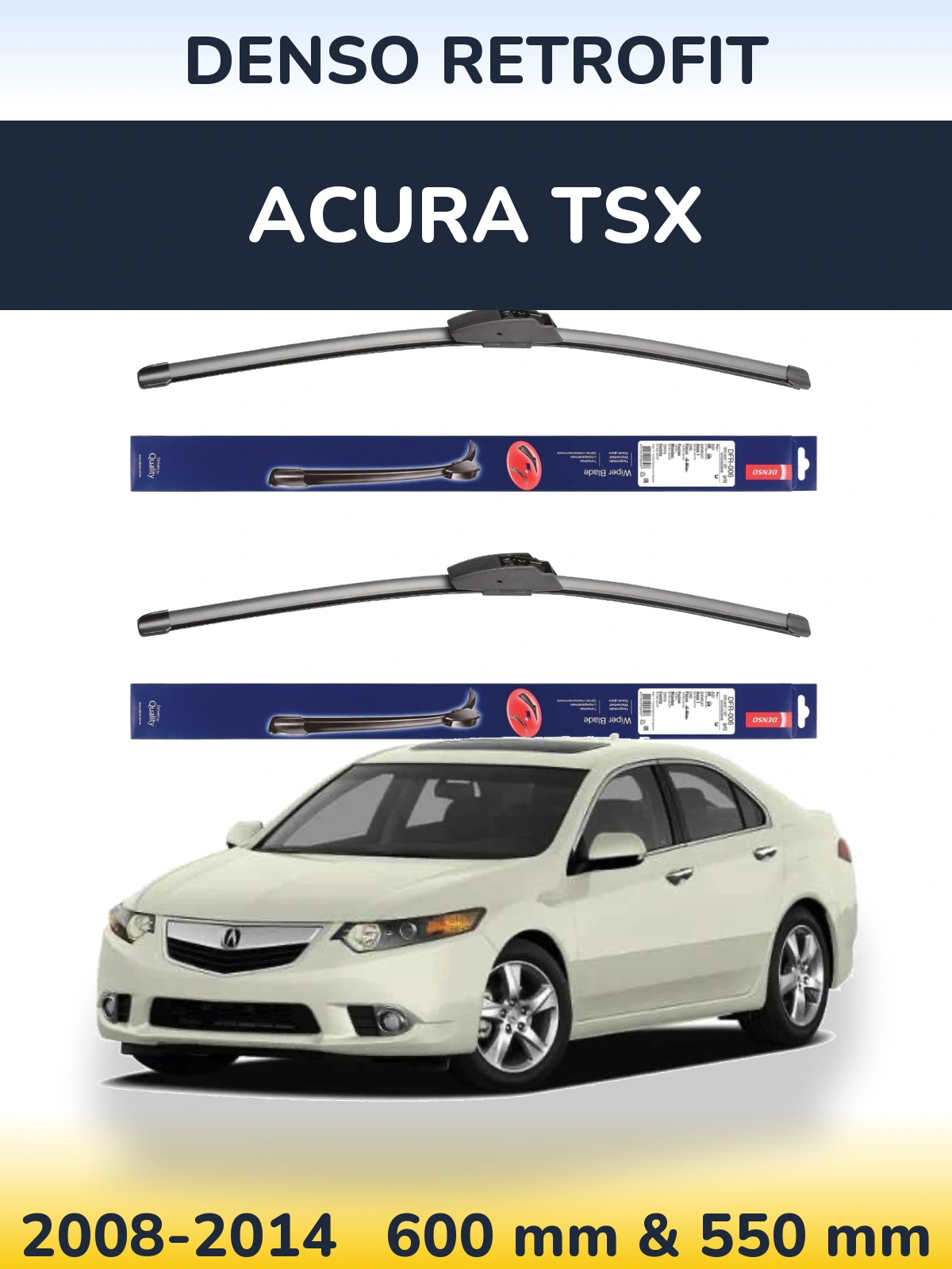 Комплект передних дворников Denso Retrofit 600 & 550 мм для Acura TSX 2008-2014