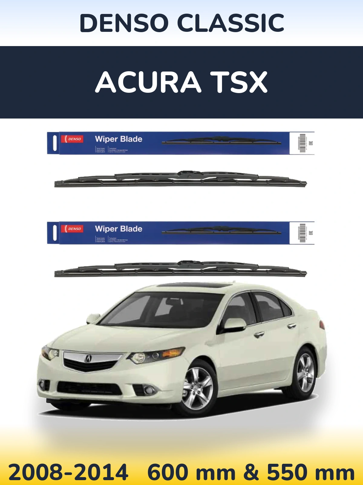 Komplet przednich wycieraczek Denso Classic 600 & 550 mm do Acura TSX 2008-2014