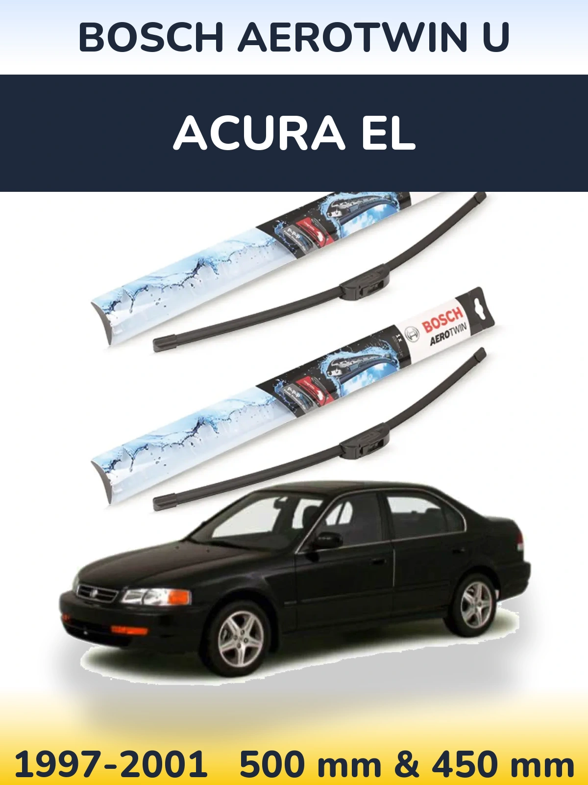 Комплект передних дворников BOSCH AeroTwin U 500 & 450 мм для Acura EL 1997-2001