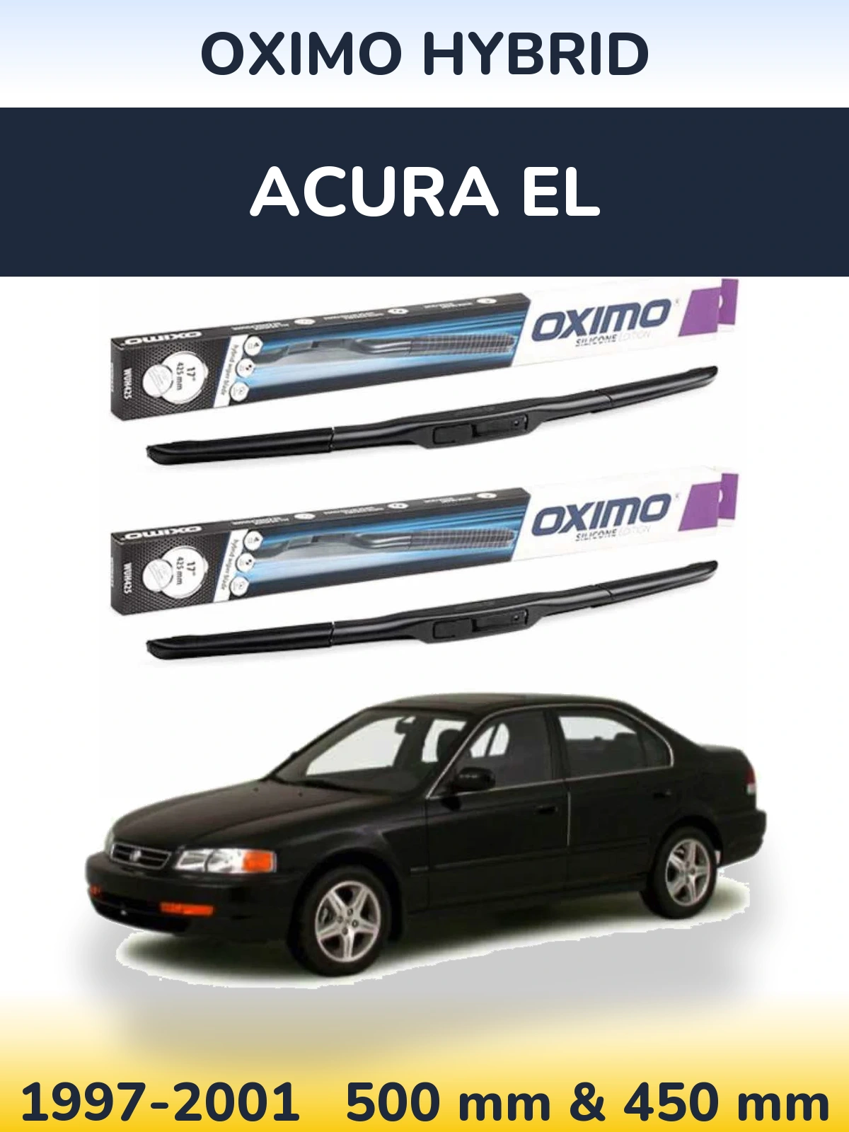 Комплект передних дворников Oximo Hybrid 500 & 450 мм для Acura EL 1997-2001