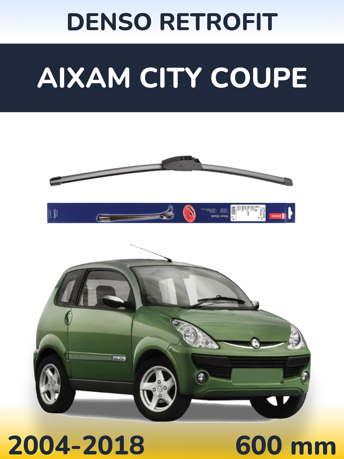 Front wiper blade Denso Retrofit 600 mm for Aixam City Coupe 2004-2018