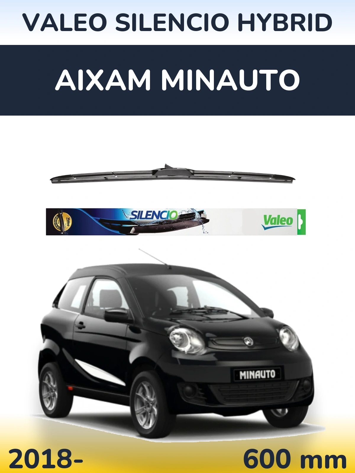 Przednia wycieraczka Valeo Silencio Hybrid 600 mm do Aixam Minauto 2018-2026