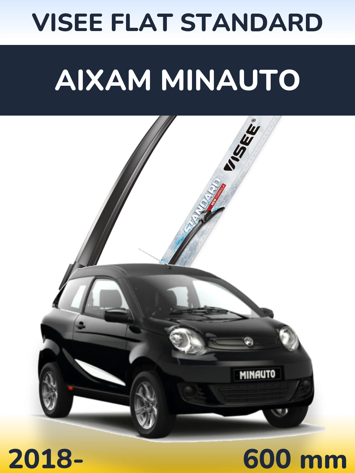 Передний дворник VISEE FLAT STANDARD 600 мм для Aixam Minauto 2018-2026