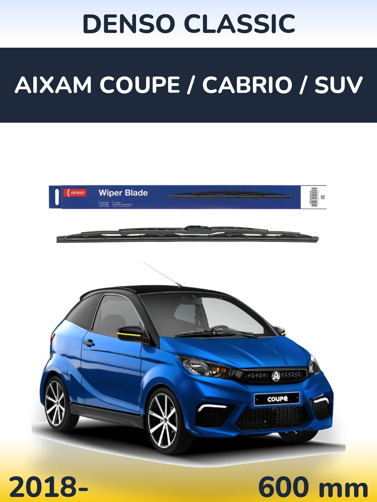 Przednia wycieraczka Denso Classic 600 mm do Aixam Coupe / Cabrio / SUV 2018-2026