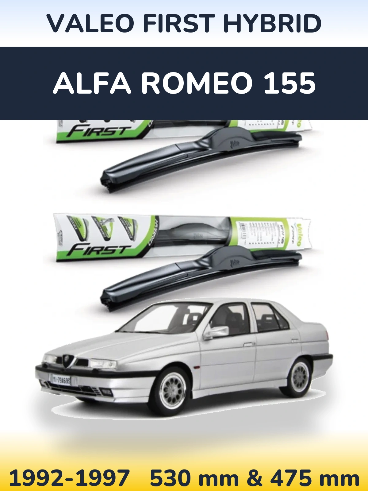 Комплект передних дворников Valeo First Hybrid 530 & 475 мм для Alfa Romeo 155 1992-1997