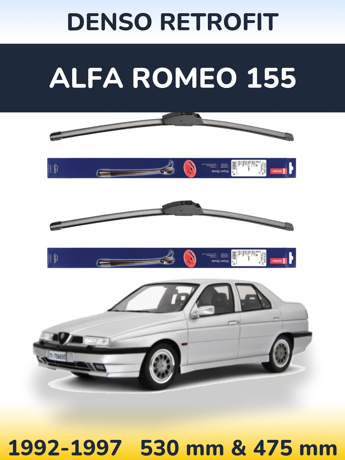 Комплект передних дворников Denso Retrofit 530 & 475 мм для Alfa Romeo 155 1992-1997