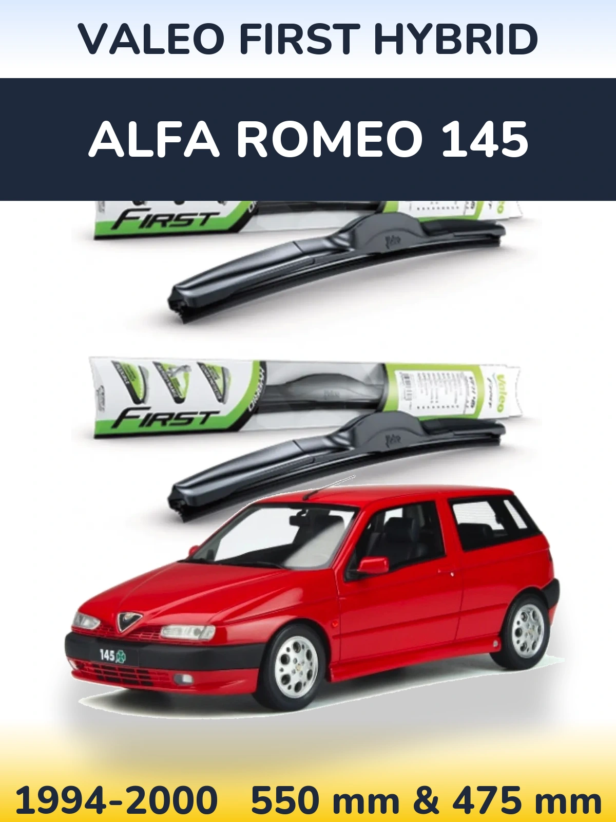 Комплект передних дворников Valeo First Hybrid 550 & 475 мм для Alfa Romeo 145 1994-2000