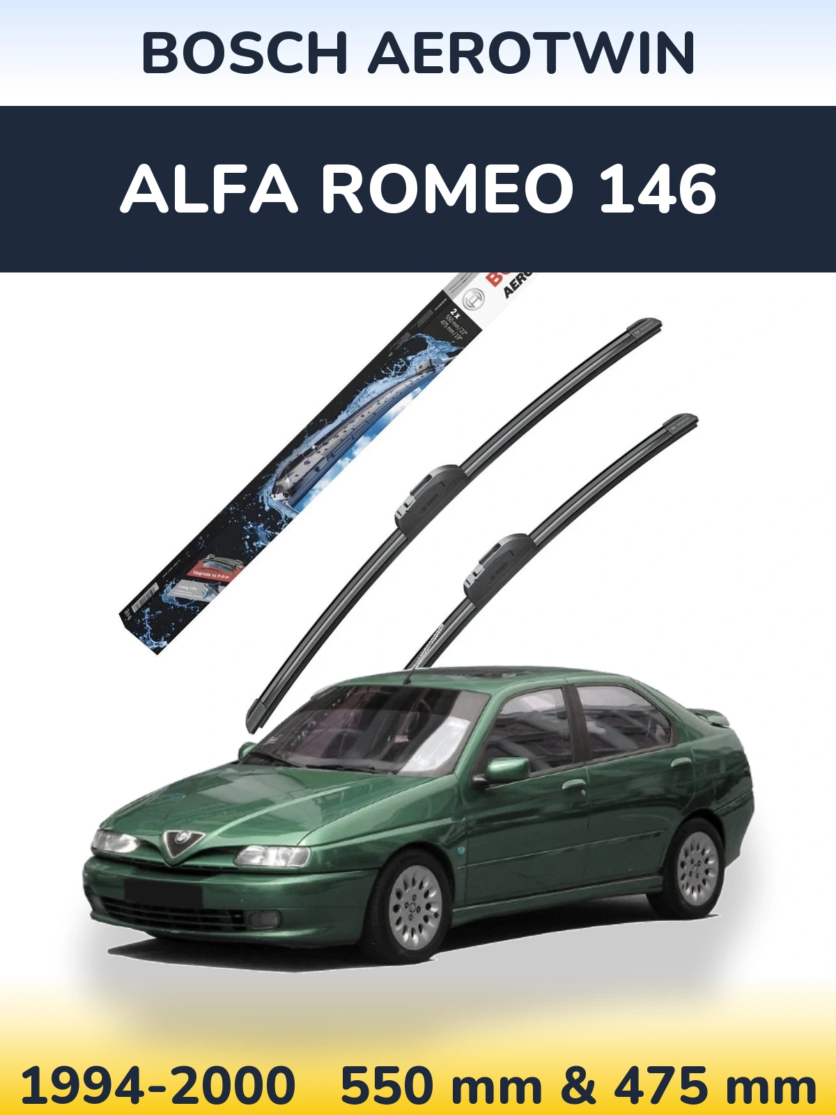Комплект передних дворников BOSCH AeroTwin 550 & 475 мм для Alfa Romeo 146 1994-2000